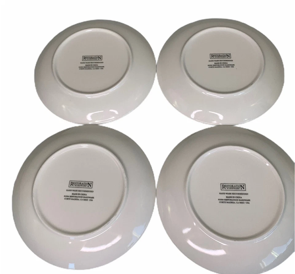 Cuatro platos de postre navideño de pera blanca dorada de restauración Hardware Foto 3 de 4