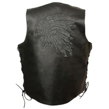 Event Leather 3935 Men's Black 'Indian Head Embroidered' Motorcycle Leather Vest