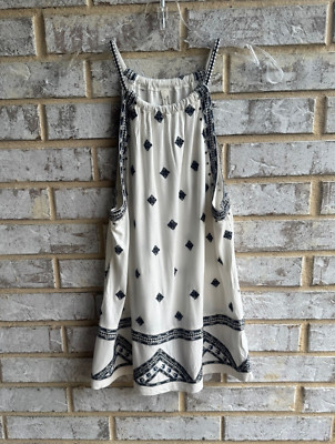 Anthropologie Embroidered Halter Tank Top Women's Size S