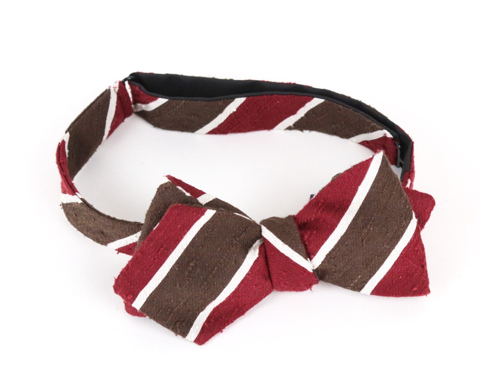 Suitsupply Hombre Pajarita ~ 48 CM Marrón Rojo Blanco Rayas Pura Seda Formal