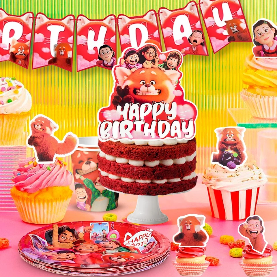 Turning Red Party Supplies Red Panda Party Decorations Balloons Plates Cups - Image 4 of 4