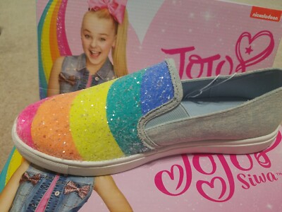 JoJo Siwa TG Slip On Rainbow Sparkles Shoe Sneaker Girl's Size 1/2 NIB 