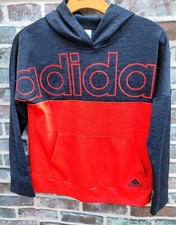 Adidas Boys Medium 10/12 Pullover Long Sleeve Hoodie Sweater Size Sweatshirt