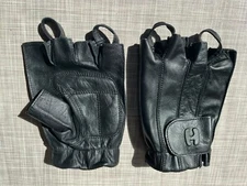 Hugger deerskin gel pad fingerless looped motorcycle glove