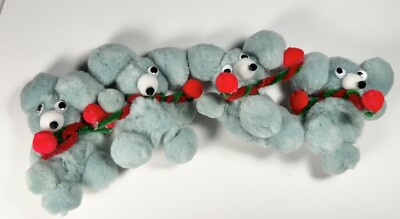 4 Adorable Handmade Christmas Mice (Christmas Mouse) 3.75'' Great Condition!