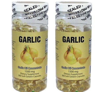 2X NuHealth Garlic Oil Concentrate, 1500mg 600 Softgels, FRESH, Made In USA
