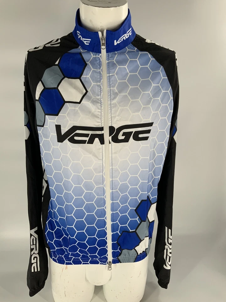 Chaqueta de Ciclismo Verge Sports Cremallera Completa XL Azul Negro Poli Bolsillos Traseros YGI C3-130 Foto 2 de 4