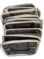 Set of 10 Collapsible Baskets Brown Beige Canvas Cloth Bin 12.5 x 9.5 x 5.5"