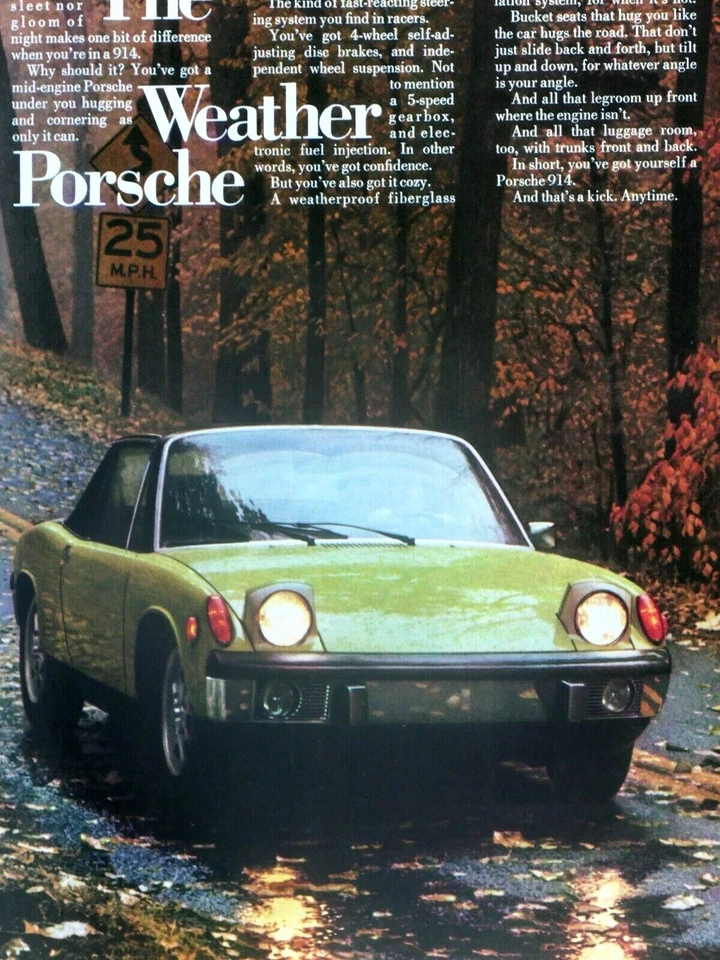 1973 Porsche 914 The Weather Porsche Vintage Green Original Print Ad-8.5 x 11" - Image 4 of 4