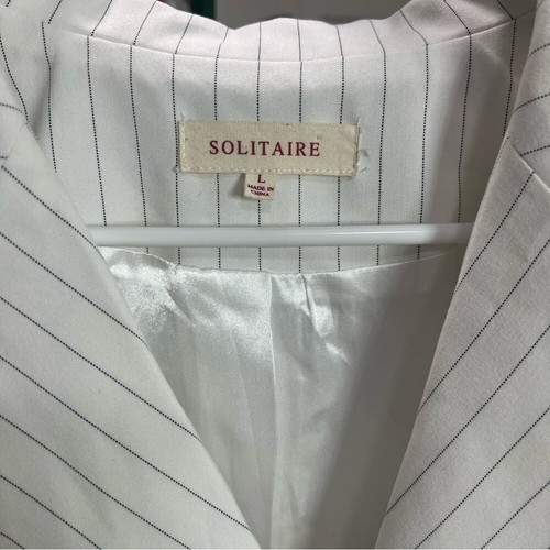SOLITAIRE Vintage White Business Dress Sleeveless Collared Stripes size Large - Picture 11 of 12