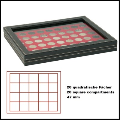 Lindner 2367-2120E Nera M Plus Münzvitrinen Light Red 20 Square compartments
