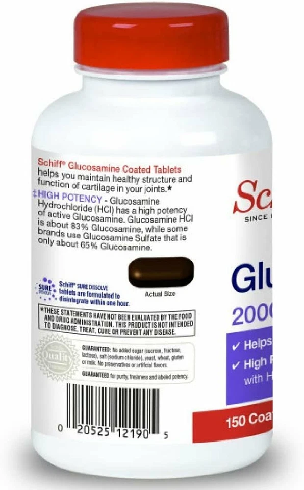Schiff Glucosamina 2000mg con Suplemento de Ácido Hialurónico Comprimidos Recubiertos 150 Ct Foto 4 de 4