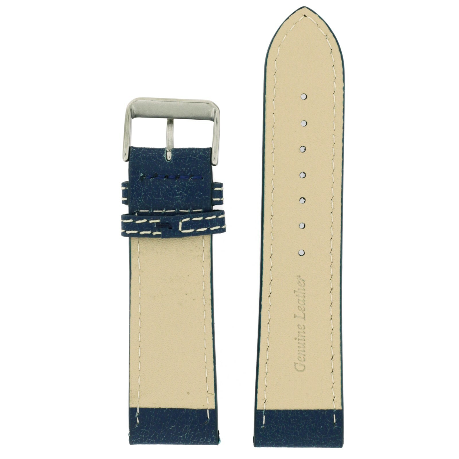 Distressed Vintage Blue Bomber Leather Watch Strap Band 18mm 20mm 22mm 24mm