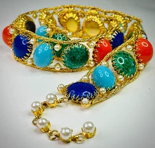 RARE VTG  SCHREINER NY BELT ~ DESIGNER STATEMENT RUNWAY GOLD PLATED BEAUTY