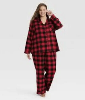 NWT Wondershop Women's Christmas Buffalo Check Plaid Flannel Pajama Set  Size 1X
