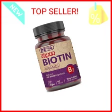 DEVA Vegan Biotin Supplement 6000 mcg – Easy-to-Swallow Vitamin B7, Tiny Tablets