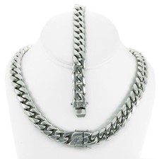 14mm Miami Cuban Link Bracelet 8'' ANTI-TARNISH Stainless Steel Chain 24''