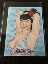 Versicolor Bettie Page Sketch Card Dan Bergren  (oversized 4 1/2” x 6 1/4”)
