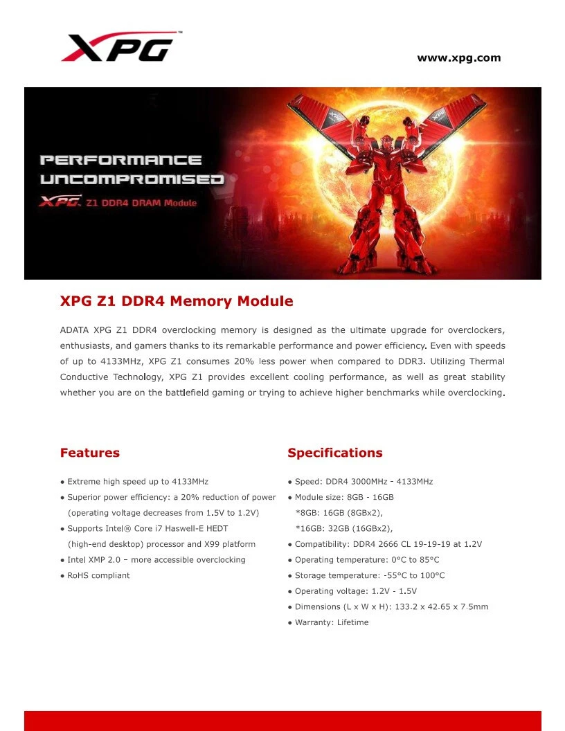 DDR4, DRAM, Specs & Features