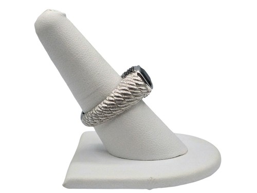 Judith Ripka Ring 925 Sterling Silver Onyx & Black Spinel Textured Band Size 8 - 第 11/18 張圖片