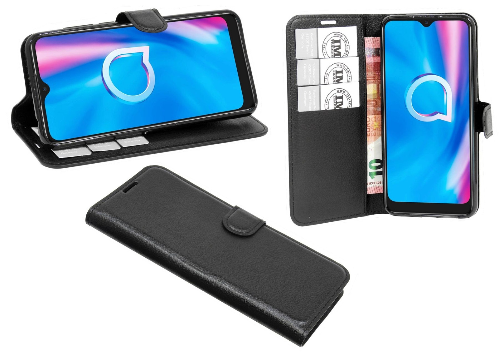 Удобный чехол-книжка Hülle Etui Tasche Zubehör Schwarz для Alcatel 1S ( 2020 )