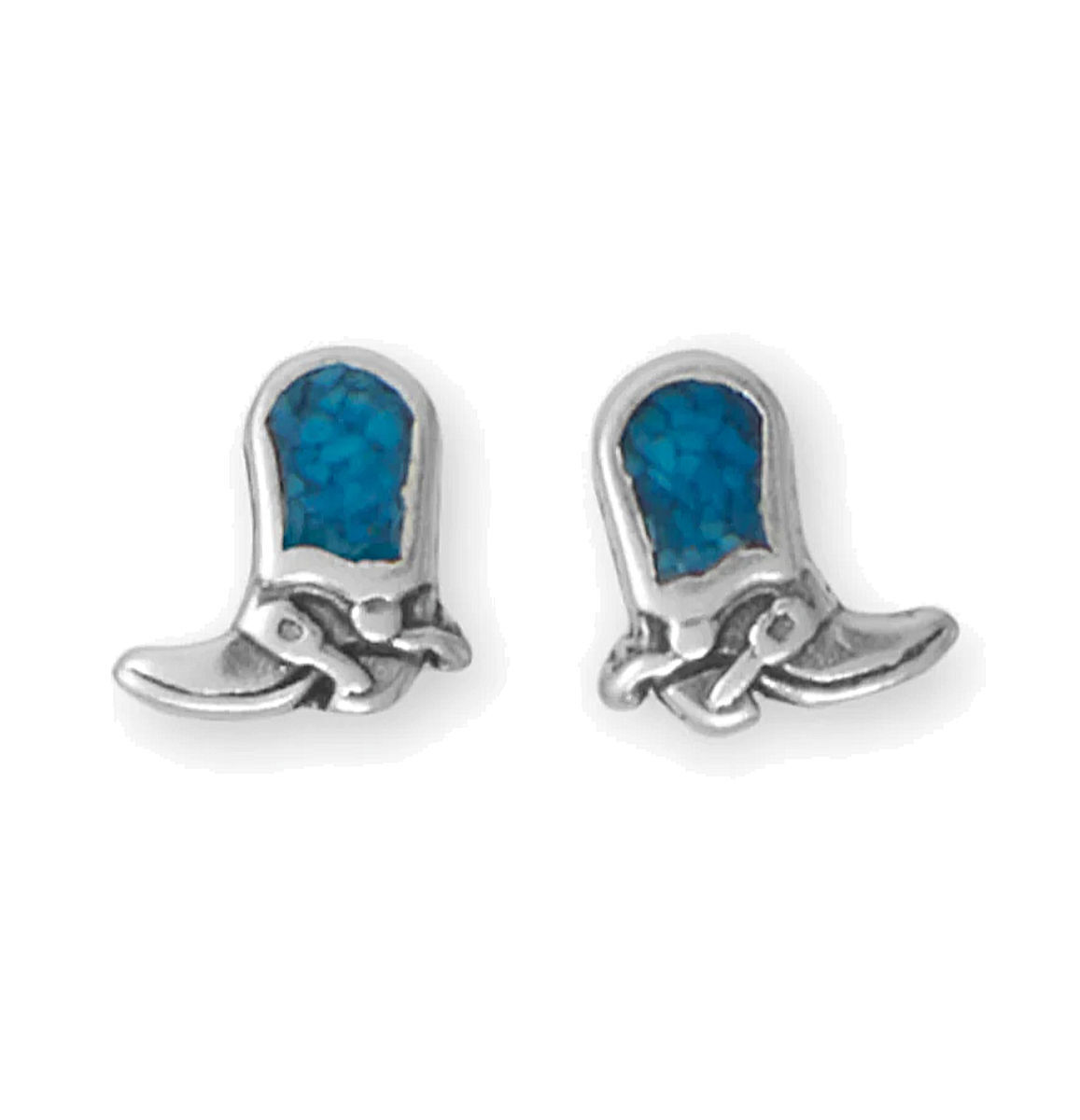 Turquoise Chip Inlay Cross Stud Earrings Sterling Silver Turquoise Chip Inlay Cross Stud Earrings Sterling Silver