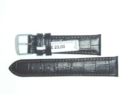 FLUCO Embossed Alligator Grain Watch Band Strap 18 mm Short Brown Classic Kroko