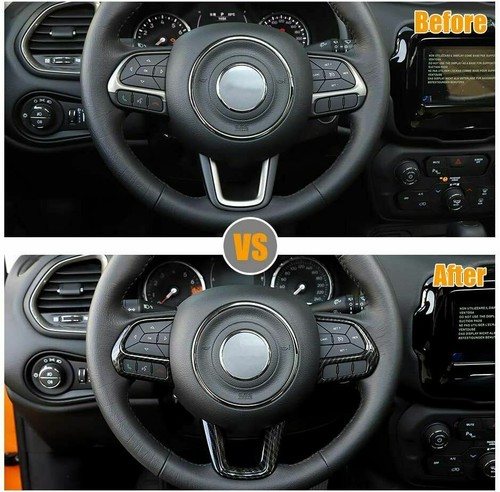 Cubierta de marco de volante de fibra de carbono para Jeep Compass 17+ y Renegade 15+ - Imagen 4 de 8