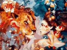 Paint By Numbers Adults Girl Woman And Lion DIY Painting Kit 40x50CM Canvas