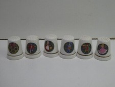6 VINTAGE PORCELAIN CHRISTMAS THIMBLES