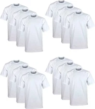 Pro Club Men's 12-Pack Heavyweight Cotton Short Sleeve Crew Neck T-Shirt White