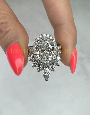 Unique Diamond Ring Set VVS2 E 5.35 Carat Lab Grown 14k White Gold IGI Certified