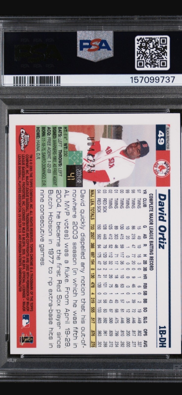 2005 Topps Chrome - David Ortiz #49 Black Refractor /225 view 2