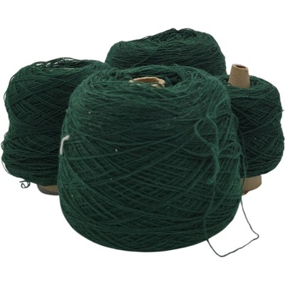 Vintage Johnston Dark Green Weaving Knitting Cone Yarn Lot of 4 Cones