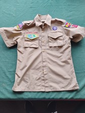Boy Scouts of America Uniform Shirt Youth Medium Cotton Poly Blend BSA W/Patches