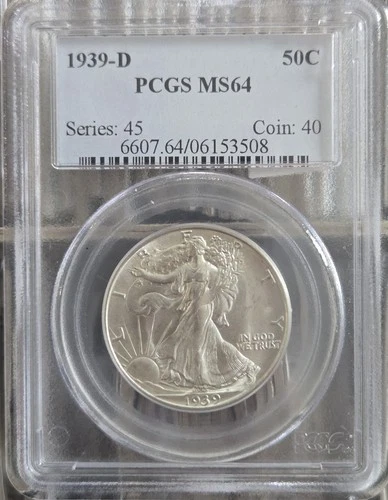 1939-D Walking Liberty Half-Dollar ~ PCGS MS64 ~ Wonderful Cartwheel Luster ~