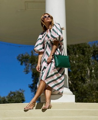 Oroton Dress Size 16 AU / 12 US Silk Striped Print Shirt Dress Midi