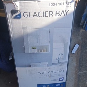 Glacier Bay Wall Cabinet White 1004 101 724 Wall Mounted 23x8.5x25.1in 2 Doors