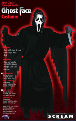 Fun World Scream CLASSIC GHOST FACE Adult Costume One Size Fits Most - NEW #248