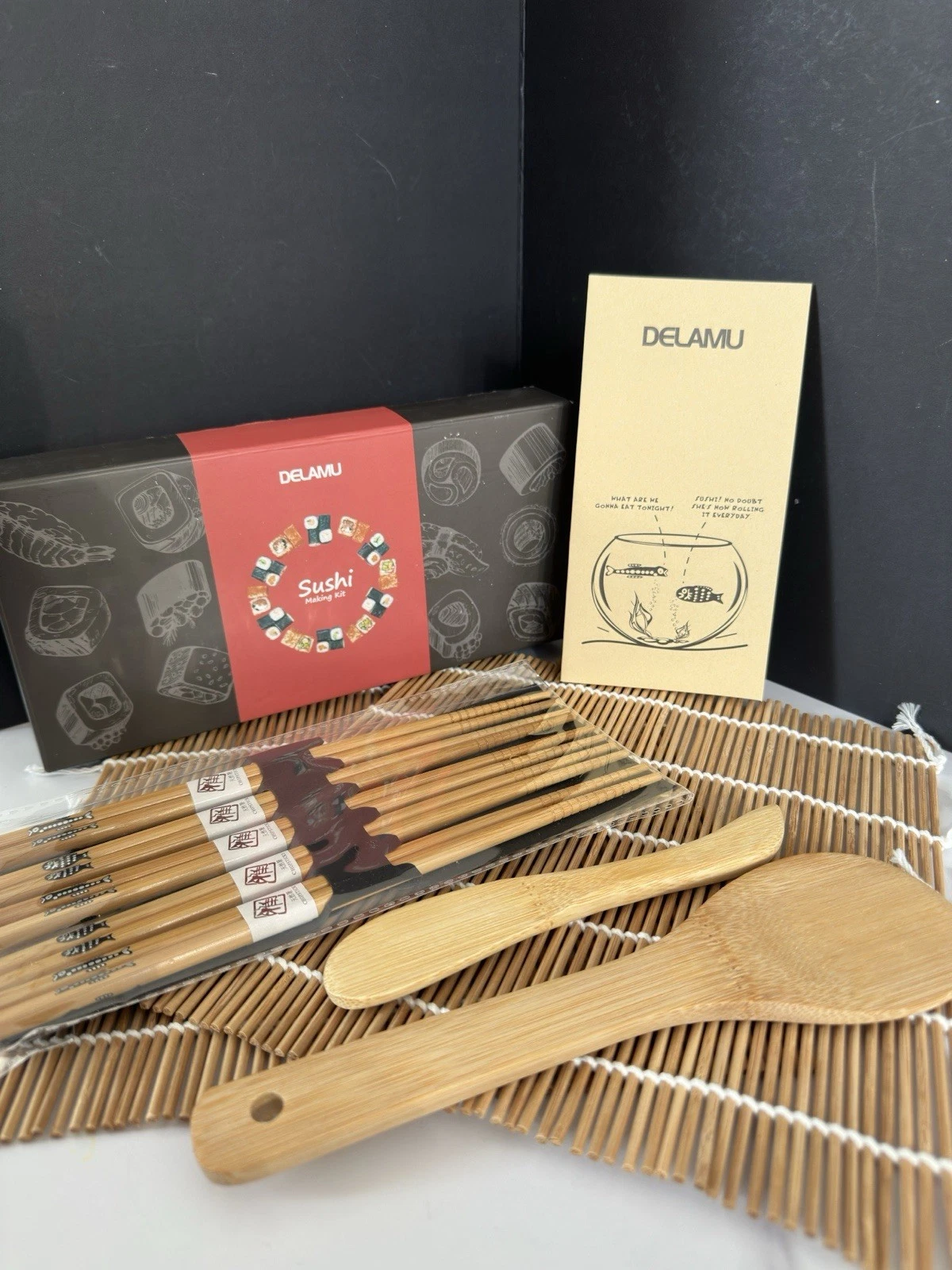 Sushi Making Kit, Delamu Bamboo Mat, Incl 2 Rolling Mats, 5 Chopstick Set…
Opens in a new window or