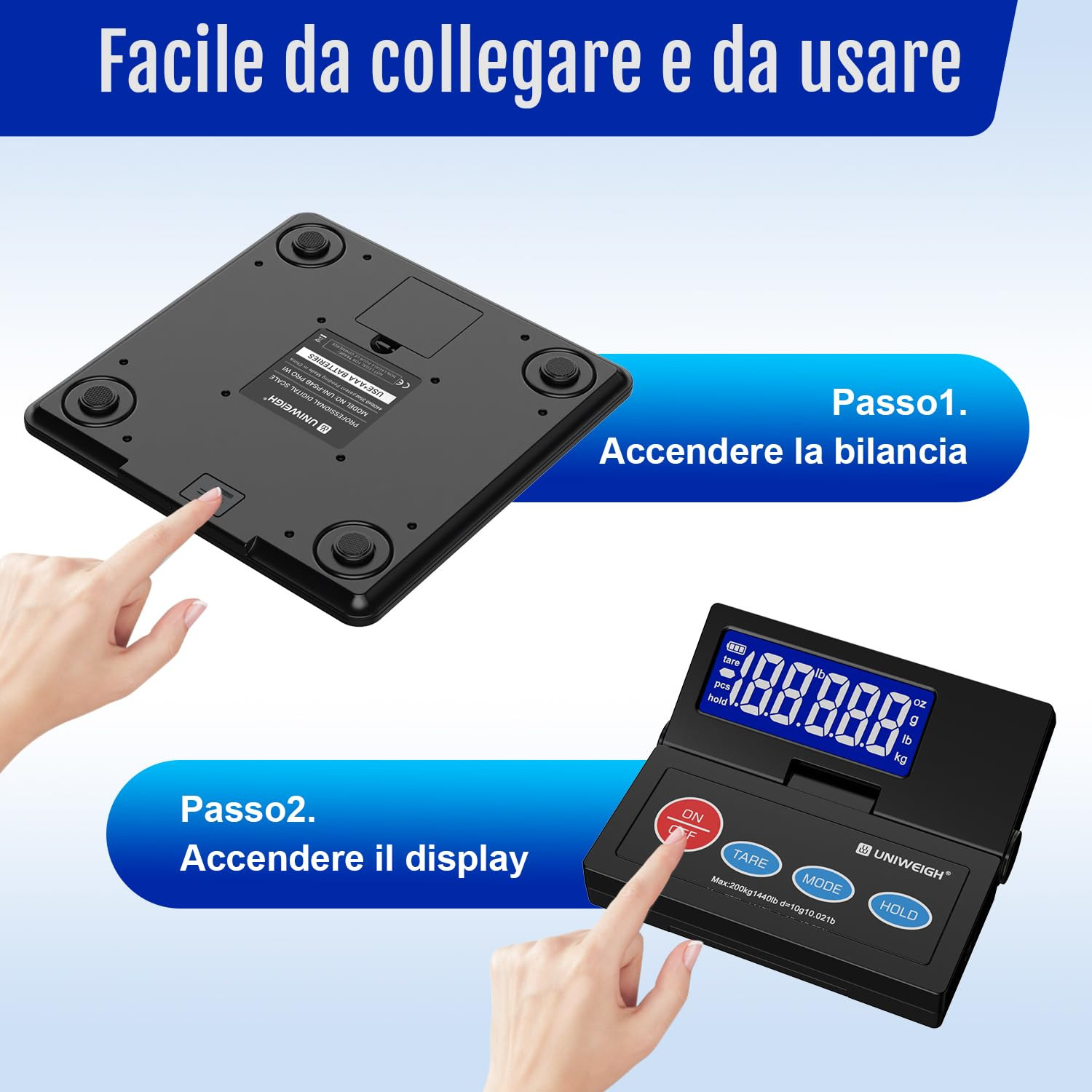 Bilancia Pesapacchi 200kg Robusta | Acciaio Inox Precisione 10g LCD - 3