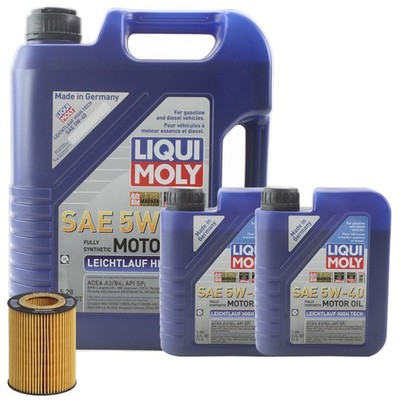 7L Liqui Moly Leichtlauf High Tech 5W40 Hengst Engine Oil Change Kit for E36 E39