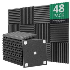 ROVSON Pannelli Fonoassorbenti 48 Pezzi Pannelli Insonorizzanti 30×30×3cm