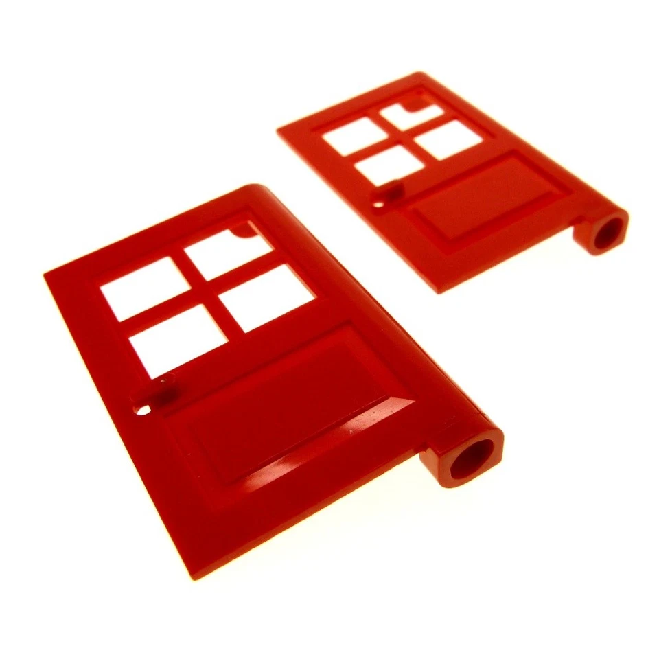 2x Lego Tür Blatt 1x4x5 Fenster Kreuz rot Typ3 Ellipse zu Haustür 386121 3861