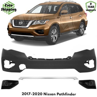 Front Bumper Cover Paintable & Bumper Lower Trim For 2017-2020 Nissan Pathfinder