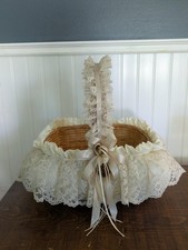 Ivory Flower Girl's Woven Basket Vintage Lovely