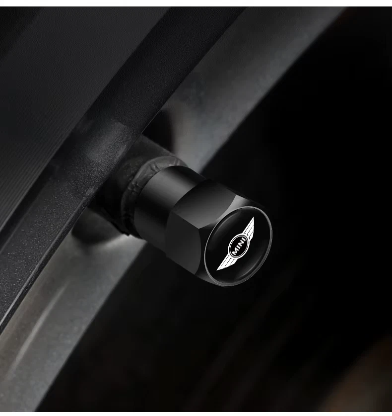 4 Dust Valve Caps For MINI Cooper S JCW R55 R56 R50 R53 R60 R61 F54 Black - Image 3 of 4