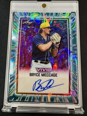 2025 Leaf Vivid Bryce Meccage Teal Lava Auto /10 Milwaukee Brewers Prospect