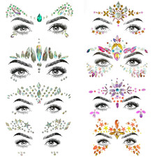 8 Pcs Gemstone Face Stickers for Music Festival Holiday Party, Rhinestone Face J