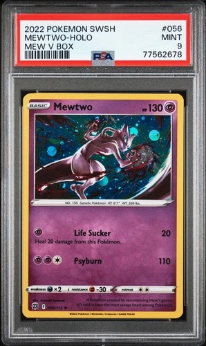 Pokémon MEWTWO 056/172 Cosmos HOLO - PSA 9 Pop 37 - Mew V Box Exclusive Promo